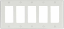 Decorator / GFCI Wallplate, 5-Gang, Standard, Decorator Cutout, White, Thermoset