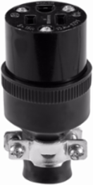 Eaton straight blade connector , #18-10 AWG, 15A, Commercial, 125V, Back wire, Black, Brass, Thermoplastic, 5-15P, Two-pole, three-wire, non grounding, Screw, Thermoplastic rubber, ED Box