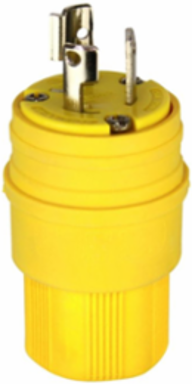 Watertight Locking Plug, 15A, 250V, L6-15, #18-10 AWG, Santoprene, Yellow