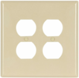 Duplex Receptacle Wallplate, 2-Gang, Oversize, Thermoset, Ivory