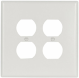 Duplex Receptacle Wallplate, 2-Gang, Oversize, Thermoset, White