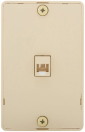 Telephone Jack Wallplate with Connector, 4-Conductor, Surface Mount, Ivory