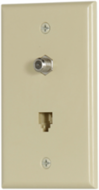Telephone Jack and Coaxial Adapter Wallplate