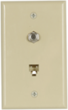 Telephone Jack and Coaxial Adapter Wallplate