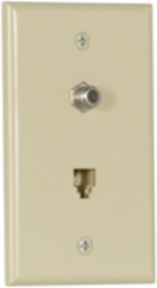 Telephone Jack and Coaxial Adapter Wallplate