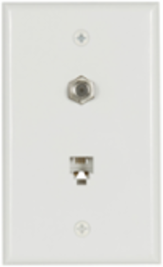 Telephone Jack and Coaxial Adapter Wallplate