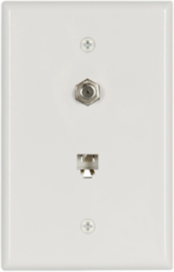 Telephone Jack and Coaxial Adapter Wallplate