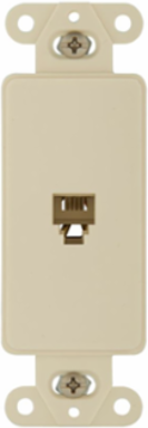Telephone Jack Decorator Insert, 4-Conductor, Surface Mount, Almond