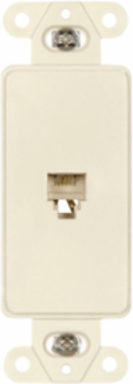 Telephone Jack Decorator Insert, 4-Conductor, Surface Mount, Light Almond