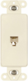 Telephone Jack Decorator Insert, 4-Conductor, Surface Mount, Light Almond