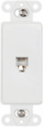 Telephone Jack Decorator Insert, 4-Conductor, RJ11/RJ14, Surface Mount, White