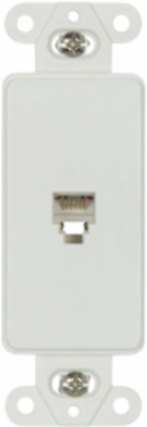 Telephone Jack Decorator Insert, 6-Conductor, Type 625, Data/Voice, Flush Mount, White