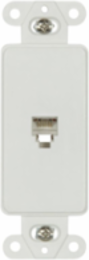 Telephone Jack Decorator Insert, 6-Conductor, Type 625, Data/Voice, Flush Mount, White