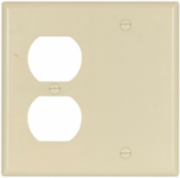 Combination Wallplate, 2-Gang, Duplex Receptacle/Blank, Thermoset, Ivory, 10% Deep