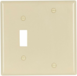 Combination Wallplate, 2-Gang, Toggle/Blank, Thermoset, Ivory, 10% Deep