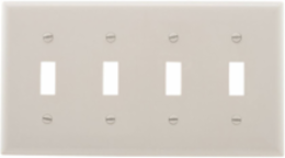 Toggle Wallplate, 4-Gang, Standard, Nylon, White