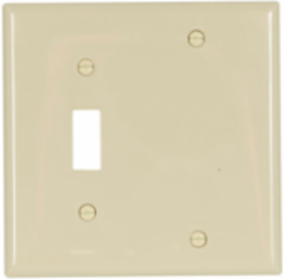 Combination Wallplate, 2-Gang, Toggle/Blank, Nylon, Ivory, Standard