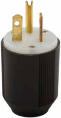 Eaton Arrow Hart auto grip straight blade plug, #16-12 AWG, 20A, Industrial, 125V, Back wire, Black and white, Brass, Nylon, 5-20P, Two-pole, three-wire, grounding, Screw, Nylon, Core pack
