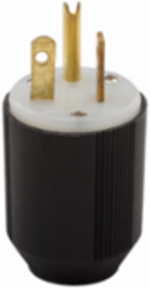 Eaton Arrow Hart auto grip straight blade plug, #16-12 AWG, 20A, Industrial, 125V, Back wire, Black and white, Brass, Nylon, 5-20P, Two-pole, three-wire, grounding, Screw, Nylon, Core pack