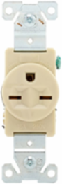 Single Receptacle, Extra Heavy-Duty Industrial, 15A, 250V, NEMA 6-15R, Ivory