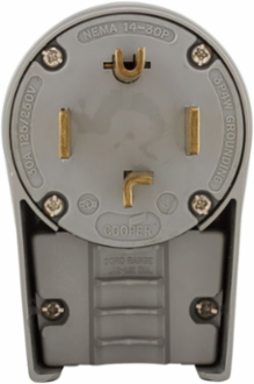 Angled Plug, Extra Heavy-Duty, NEMA 14-30P, 30A, 125/250V, Nylon, Gray