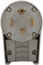 Angled Plug, Extra Heavy-Duty, NEMA 14-30P, 30A, 125/250V, Nylon, Gray