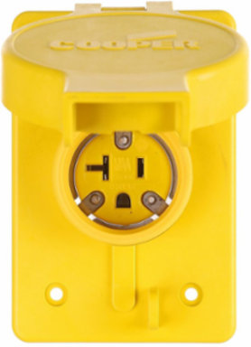 Watertight Straight Blade Receptacle, Single, NEMA 5-20R, 20A, 125V, IP66, Yellow