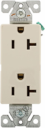 Decorator Duplex Receptacle, 20A, 125V, 5-20R, Light Almond, Heavy-Duty Industrial, Bulk