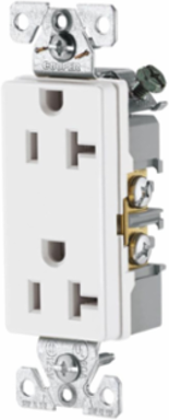 Decorator Duplex Receptacle, 20A, 125V, 5-20R, White, Heavy-Duty Industrial, Bulk