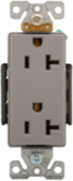 Decorator Duplex Receptacle, Extra Heavy-Duty Industrial, 20A, 125V, 5-20R, Gray, Glass-Filled Nylon