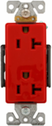 Decorator Duplex Receptacle, Extra Heavy-Duty Industrial, 20A, 125V, 5-20R, Red, Glass-Filled Nylon