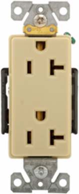 Eaton Arrow Hart extra heavy-duty industrial specification grade decorator duplex receptacle, #14-10 AWG, 20A, Industrial, Flush, 125V, Back and side, Ivory, Brass, Glass filled Nylon, 5-20R, Duplex, Screw, Glass-filled nylon, Core pack