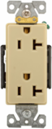 Eaton Arrow Hart extra heavy-duty industrial specification grade decorator duplex receptacle, #14-10 AWG, 20A, Industrial, Flush, 125V, Back and side, Ivory, Brass, Glass filled Nylon, 5-20R, Duplex, Screw, Glass-filled nylon, Core pack