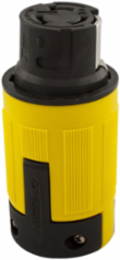 Locking Connector, Corrosion Resistant, 50A, 125/250V, Non-NEMA, 3-Pole, Marine, Yellow/Black, Steel