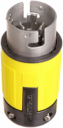 Locking Plug, Corrosion Resistant, 50A, 125/250V, Non-NEMA, 3-Pole, Marine, Yellow/Black, Steel