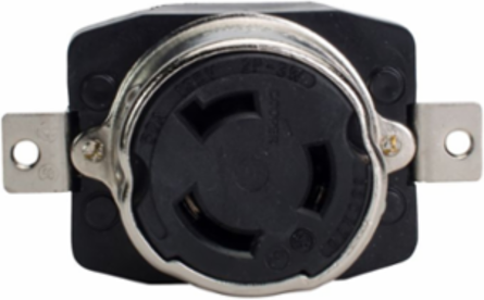 Locking Receptacle, Corrosion Resistant, 50A, 125V, Two-Pole, Marine, Non-NEMA, Black