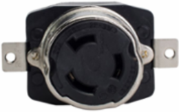 Locking Receptacle, Corrosion Resistant, 50A, 125V, Two-Pole, Marine, Non-NEMA, Black