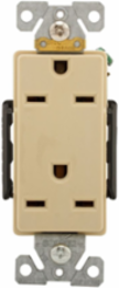 Duplex Receptacle, Decorator, 15A, 250V, NEMA 6-15R, Glass-Filled Nylon, White