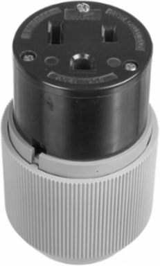 Auto Grip Connector, Extra Heavy-Duty, 50A, 125V, NEMA 5-50R, Nylon, Gray/Black