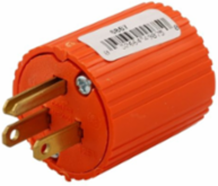 Straight Blade Plug, 15A, 125V, NEMA 5-15P, Thermoplastic, Orange