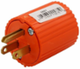 Straight Blade Plug, 15A, 125V, NEMA 5-15P, Thermoplastic, Orange