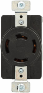 Locking Receptacle, Safety Grip Flanged Outlet, 20A, 3ØY 120/208 V, Four-Pole, Four-Wire, Black