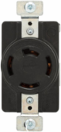 Locking Receptacle, Safety Grip Flanged Outlet, 20A, 3ØY 120/208 V, Four-Pole, Four-Wire, Black