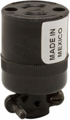 Locking Connector, Midget, ML1, 15A, 125 V, Two-Pole, Two-Wire, Black (7427N)