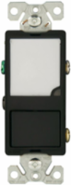 Eaton commercial grade combination switch, auto-grnd/LED nightlight, Decorator, #14 - #12 AWG, 15A, Residential , 120V, bk and sd wiring, Rocker, Maint closure, Screw, Brass, blk, -20-60?C, 1-pole, Photo, dplx, thermoplas, PVC, 1W