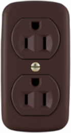 Duplex Receptacle, Residential Grade, 15A, 125V, NEMA 5-15R, Surface Mount, Brown, Thermoplastic