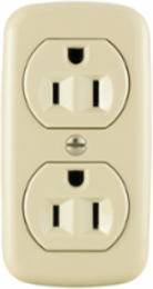 Duplex Receptacle, Residential Grade, 15A, 125V, NEMA 5-15R, Surface Mount, Ivory, Thermoplastic
