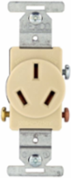 Heavy-Duty Flush Mount Receptacle, NEMA 10-20R, 20A, 125/250 V, Three-Pole, Ivory, Brass Contacts