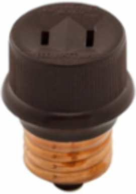 Socket Adapter, NEMA 1-15R, 125V, 660W, Medium Base, Brown