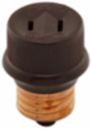 Socket Adapter, NEMA 1-15R, 125V, 660W, Medium Base, Brown
